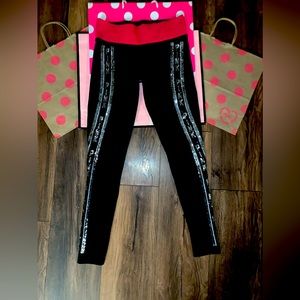 VS PINK Size SMALL RARE HTF Bling Logo Side Stripe Yoga Legging.